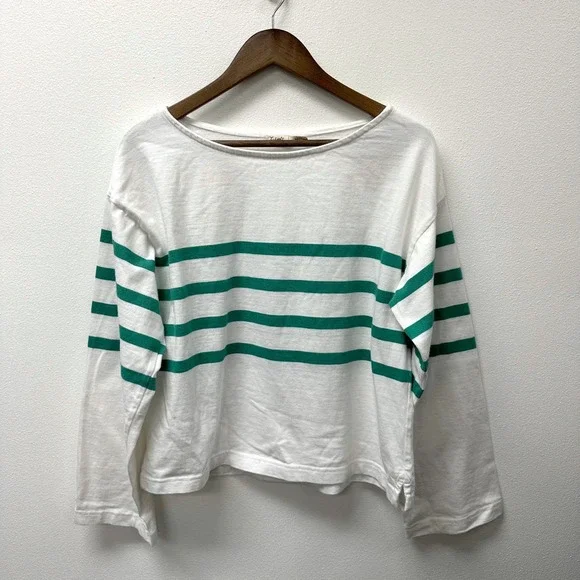 Faherty Sport Jersey Long-sleeve T-shirt In Green Cape May Stripe M - Picture 2 of 7